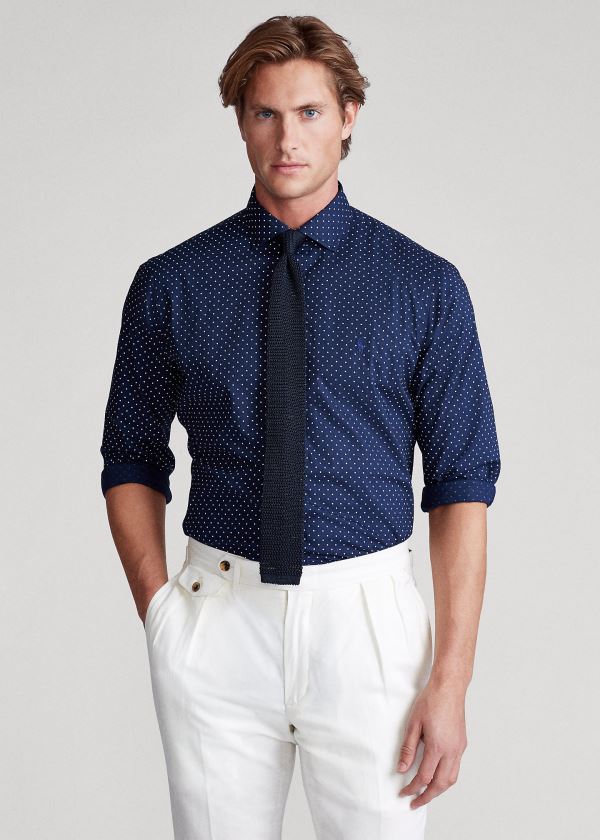 Men's Polo Ralph Lauren Classic Fit Dot Poplin Shirts | 836521EJH